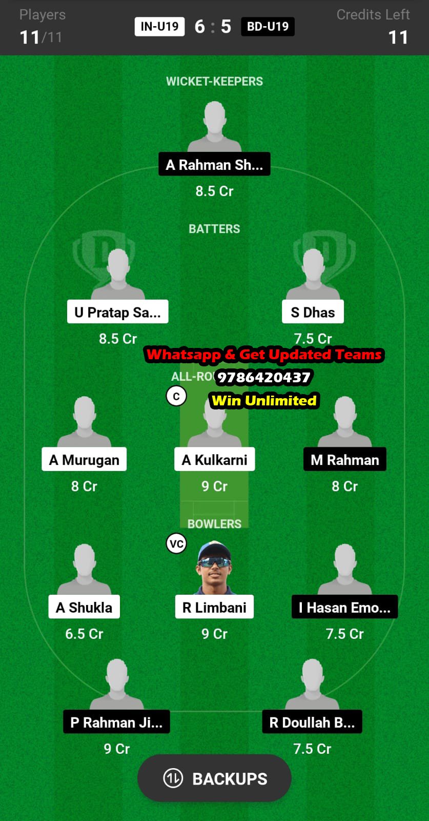 IN-U19 vs BD-U19 1st Semi-Final Match Dream11 Team fantasy Prediction U-19 Asia Cup ODI 2023