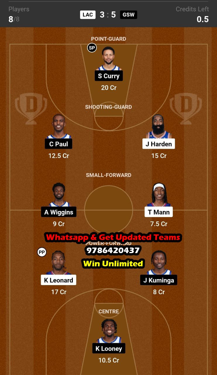 LAC vs GSW Dream11 Team fantasy Prediction NBA