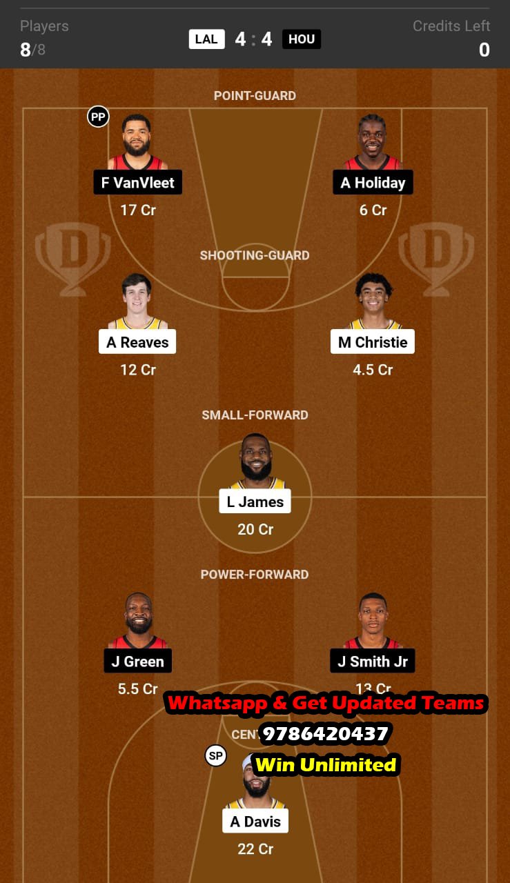 LAL vs HOU Dream11 Team fantasy Prediction NBA (2)