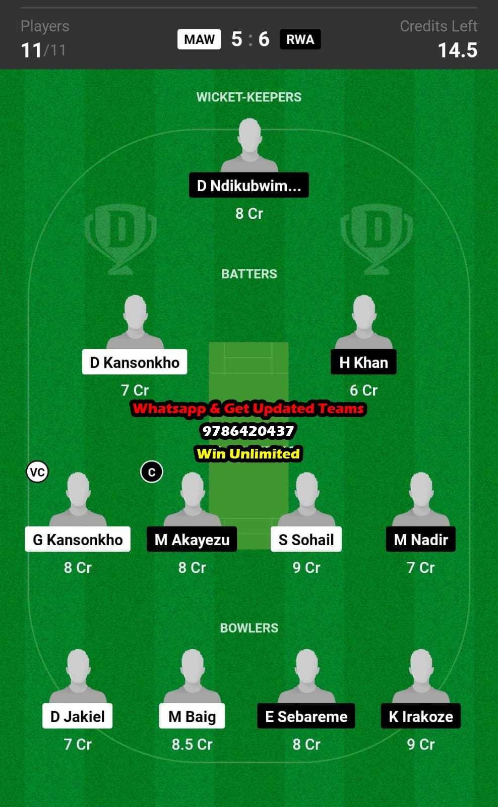 MAW vs RWA 7th Match Dream11 Team fantasy Prediction Africa T20 Cup 2023