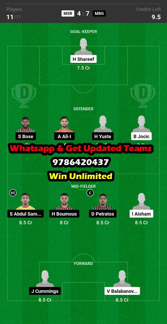 MSR vs MBG Dream11 Team fantasy Prediction AFC Cup