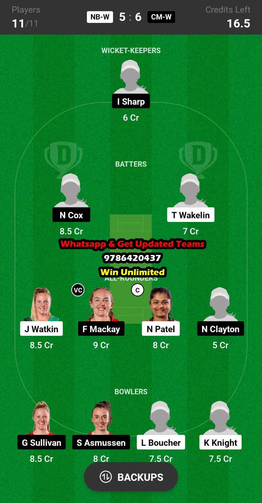 NB-W vs CM-W 17th Match Dream11 Team fantasy Prediction Hallyburton Johnstone Shield OD 2023