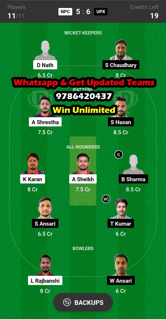 NPC vs UPX 5th Match Dream11 Team fantasy Prediction Nepal Pro T20 Championship 2023