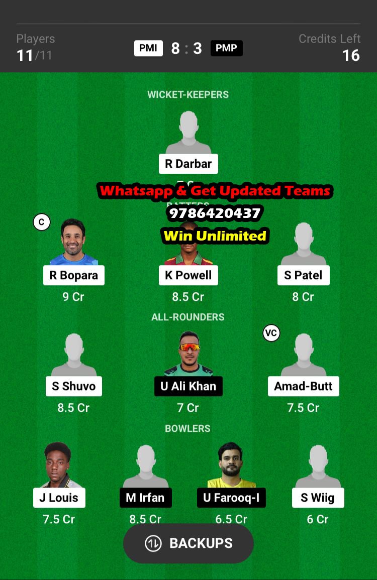 PMI vs PMP 10th Match Dream11 Team fantasy Prediction American Premier League T20 2023