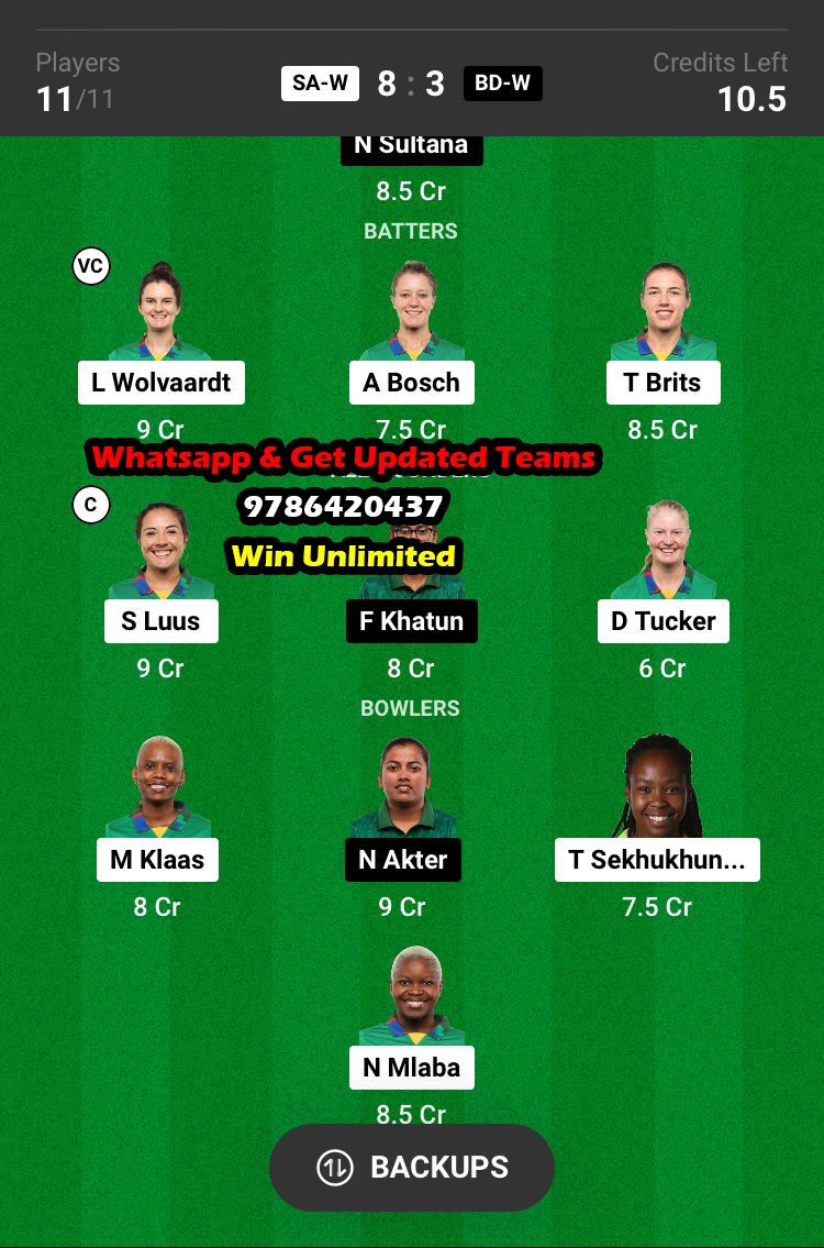 SA-W vs BD-W 1st T20I Match Dream11 Team fantasy Prediction Bangladesh Women tour of South Africa 2023