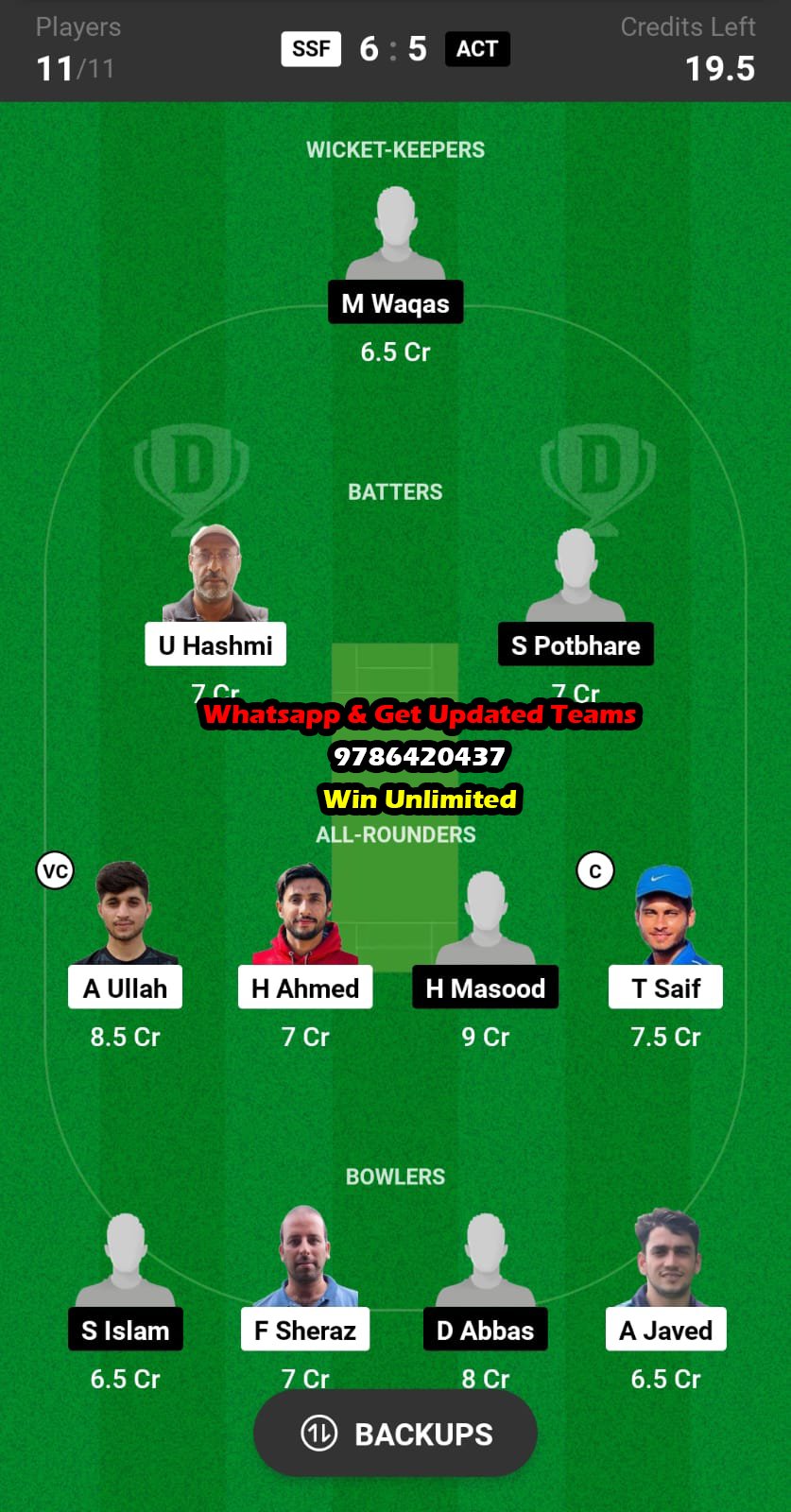 SSF vs ACT 10th Match Dream11 Team fantasy Prediction Grand Rumble T10 Championship 2023