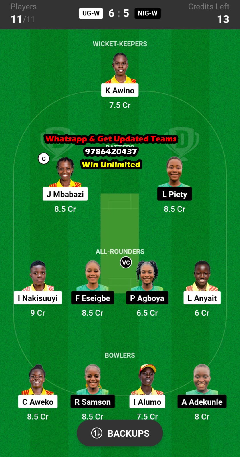 UG-W vs NIG-W 12th Match Dream11 Team fantasy Prediction ICC Women's T20 WC Africa Qualifier 2023