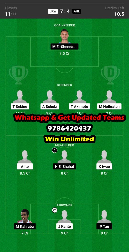 URW vs AHL Dream11 Team fantasy Prediction Club World Cup