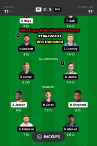 WI vs ENG 2nd ODI Match Dream11 Team fantasy Prediction England Tour of West Indies 2023