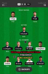 WI vs ENG 3rd ODI Match Dream11 Team fantasy Prediction England tour of West Indies 2023