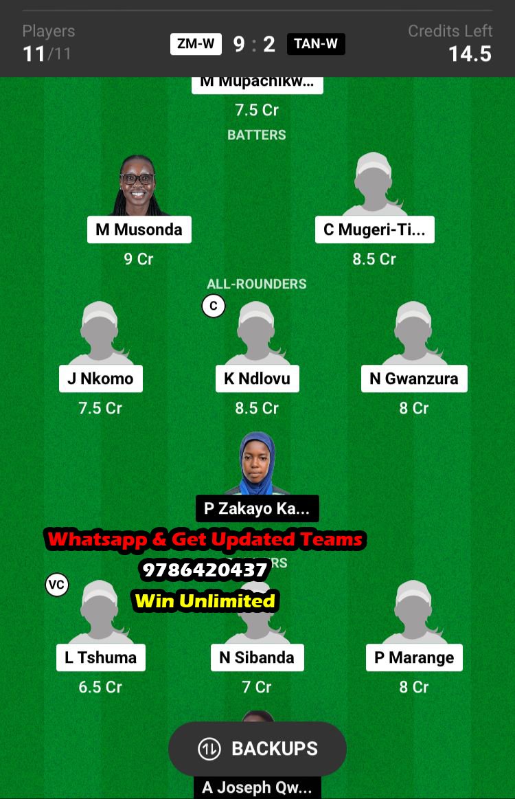 ZM-W vs TAN-W 10th Match Dream11 Team fantasy Prediction ICC Women's T20 WC Africa Qualifier 2023