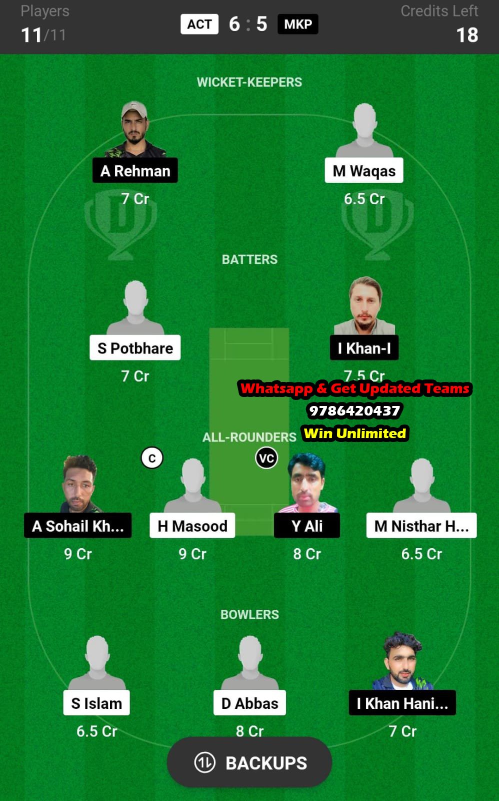 ACT vs MKP 17th Match Dream11 Team fantasy Prediction Grand Rumble T10 Championship 2023