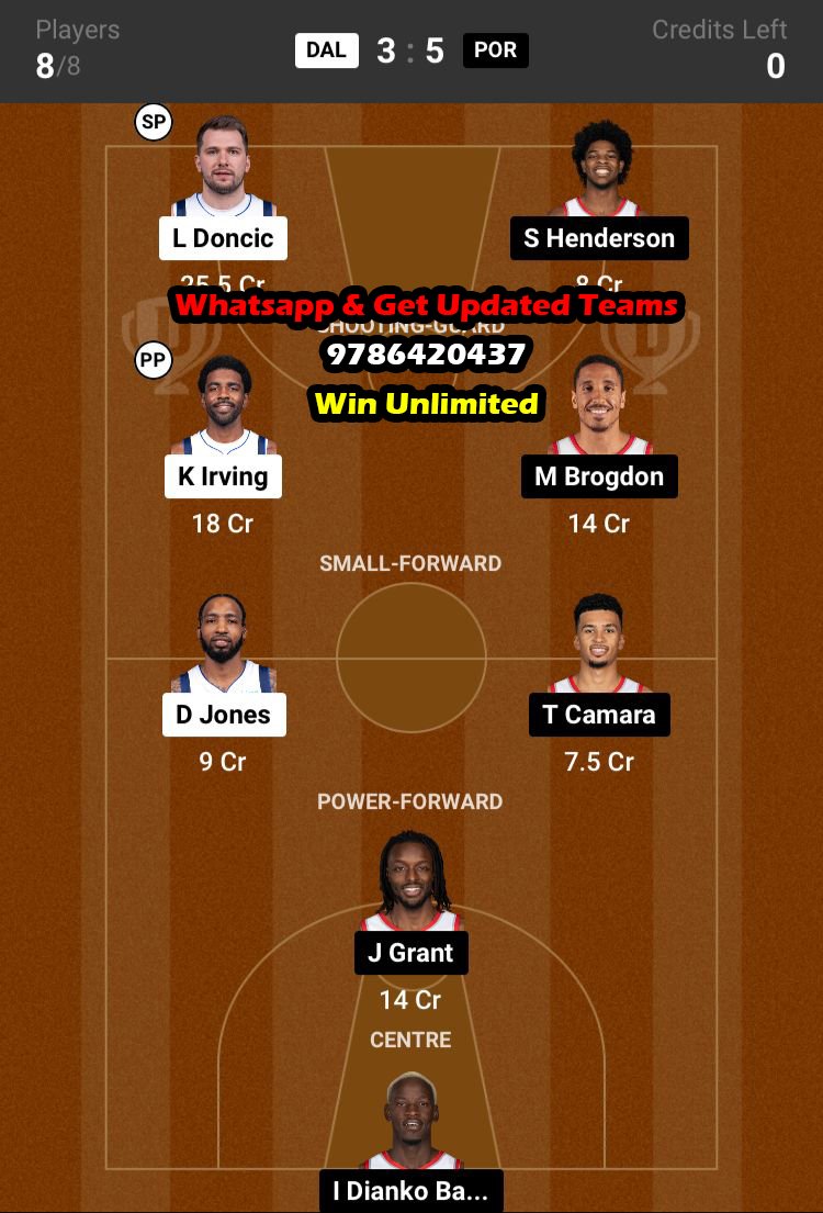 DAL vs POR Dream11 Team fantasy Prediction NBA (2)