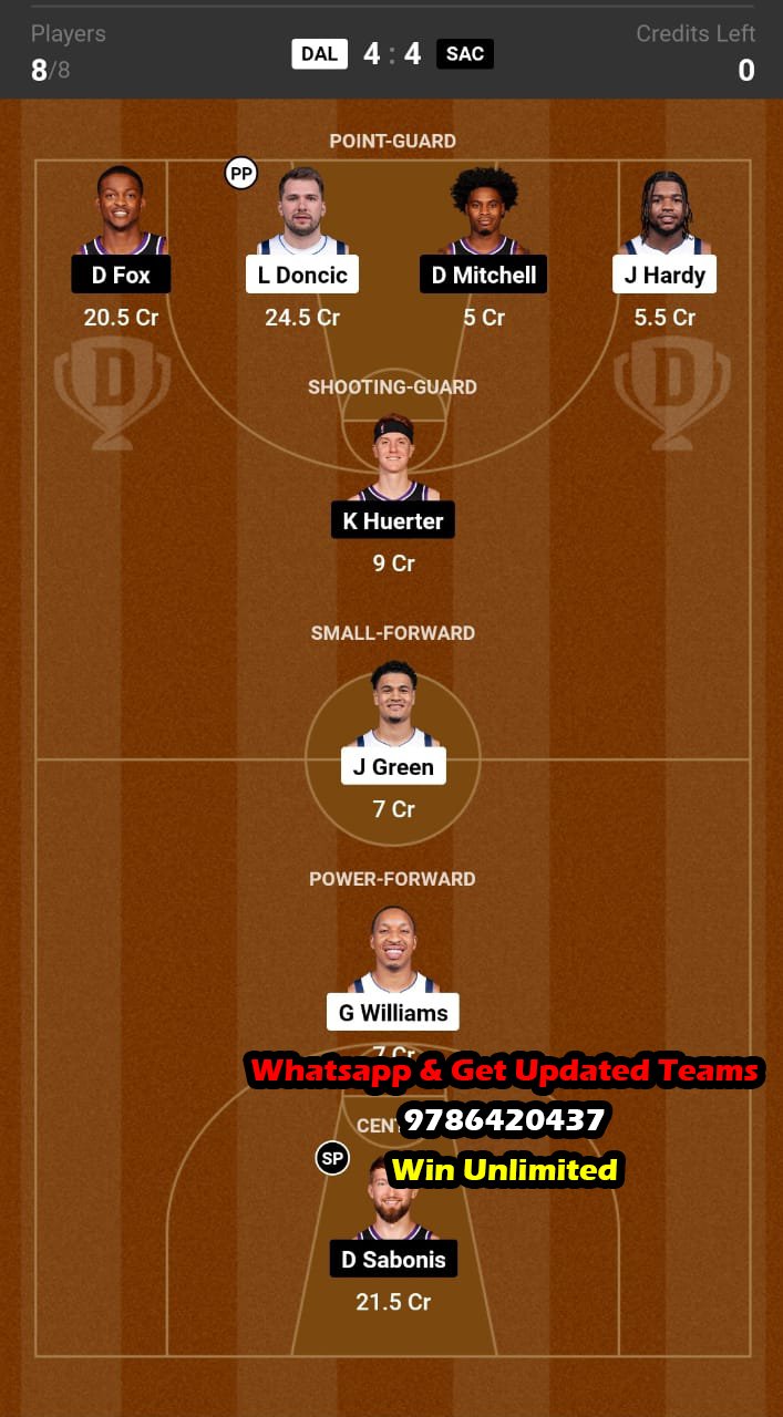 DAL vs SAC Dream11 Team fantasy Prediction NBA (2)
