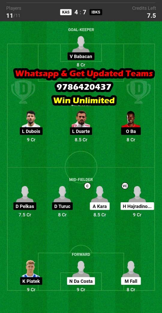 KAS vs IBKS Dream11 Team fantasy Prediction Turkish League