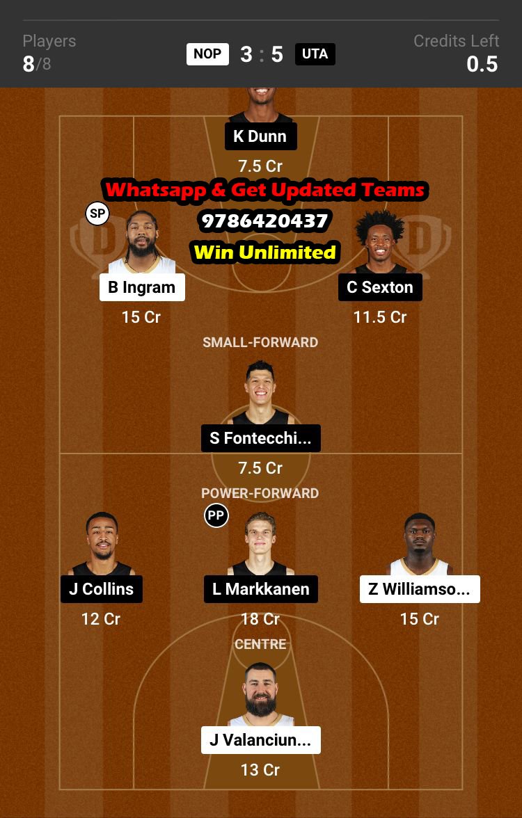 NOP vs UTA Dream11 Team fantasy Prediction NBA (2)