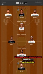 PHX vs SAC Dream11 Team fantasy Prediction NBA