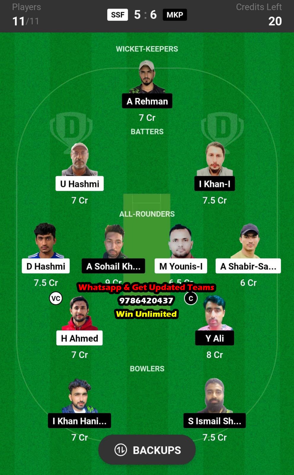 SSF vs MKP 26th Match Dream11 Team fantasy Prediction Grand Rumble T10 Championship 2023