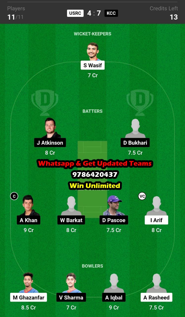 USRC vs KCC 8th Match Dream11 Team fantasy Prediction Hong Kong Premier League One Day 2023