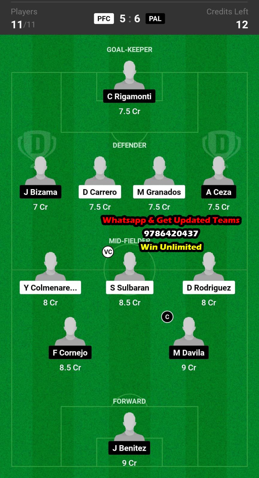 PFC vs PAL Dream11 Team fantasy Prediction Copa Libertadores