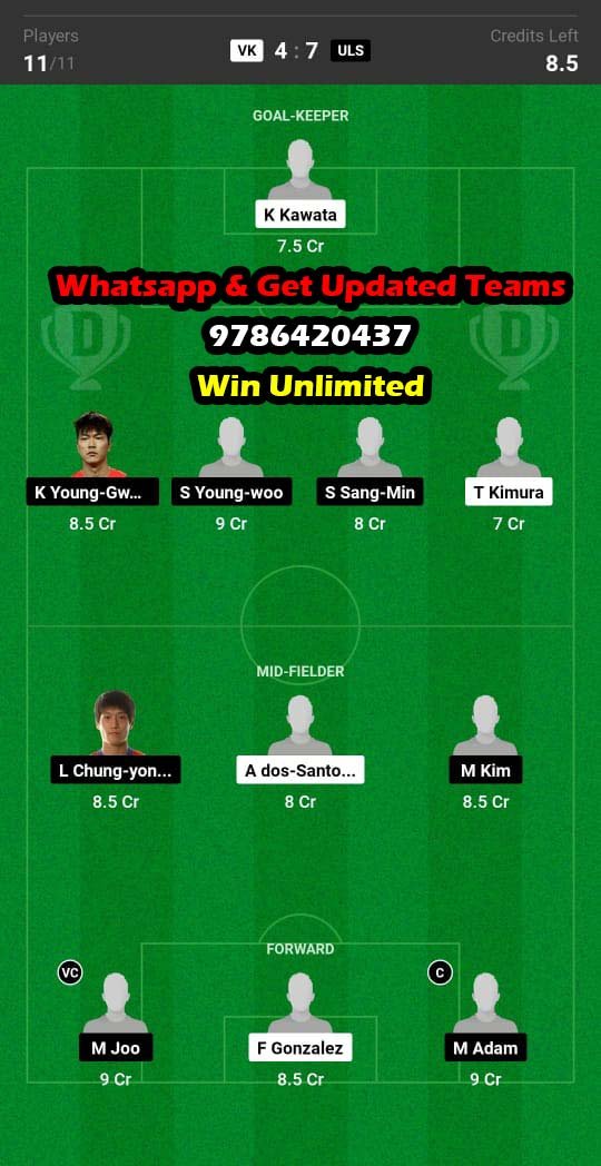 VK vs ULS Dream11 Team fantasy Prediction AFC Champions League