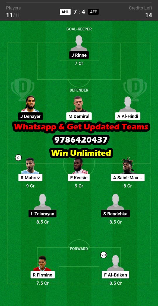 AHL vs AFF Dream11 Team fantasy Prediction Saudi Arabian League