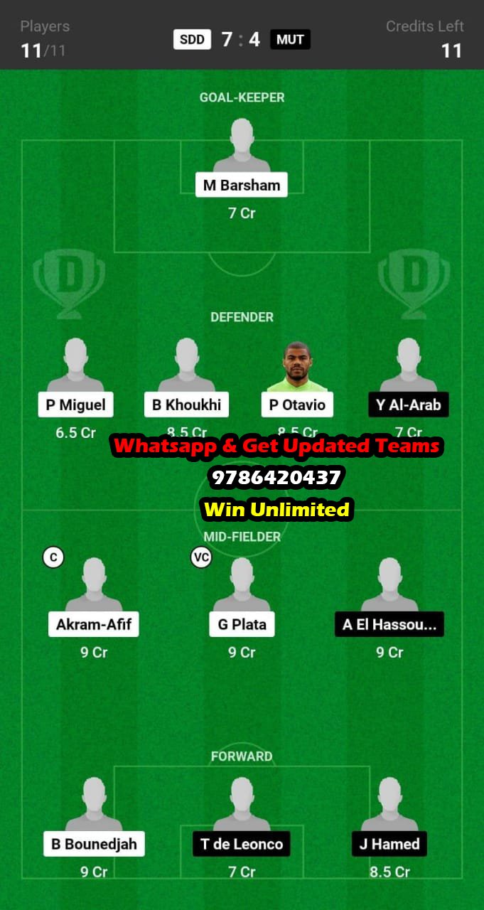 SDD vs MUT Dream11 Team fantasy Prediction Qatar Stars League